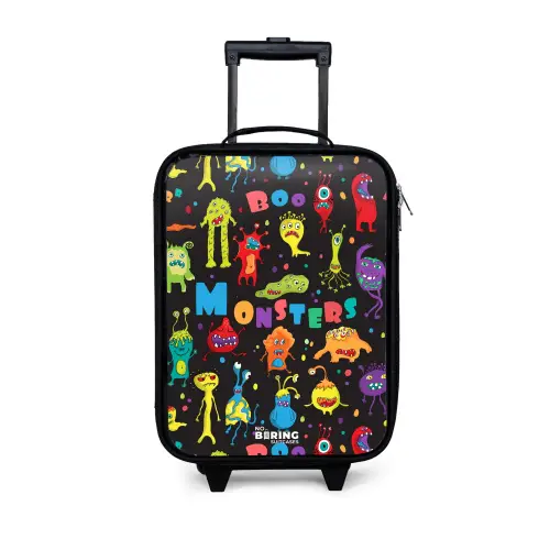 Patroon van monsters Kinderkoffer - Zwart klein -3d