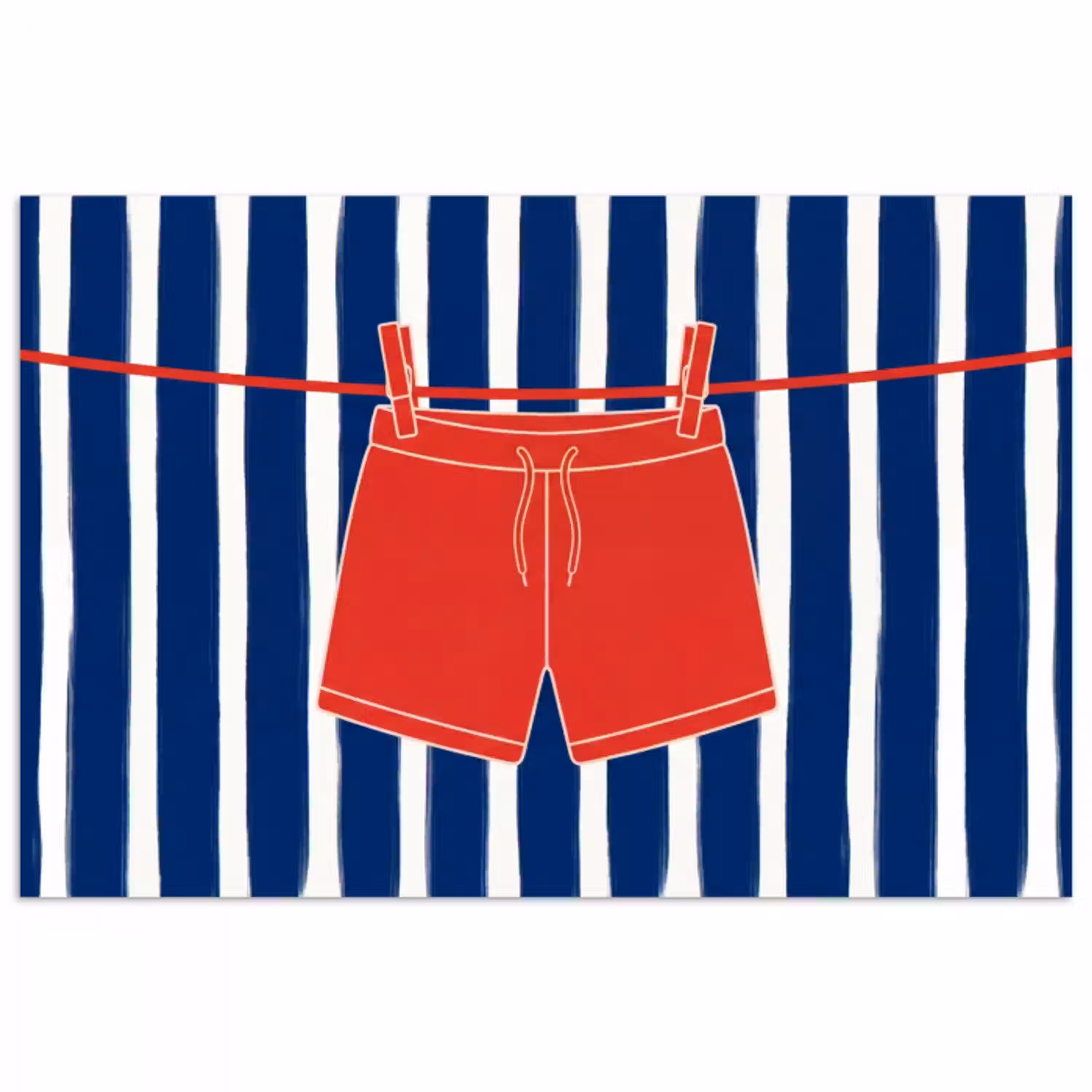 Shorts - Waslijn - Zomer - Illustratie - Rood poster papier klein -3d