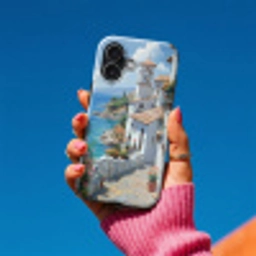 Huizen - Zee - Bomen - Bloemen Toughcase MagSafe Apple iPhone 17 klein -Sfeer1V