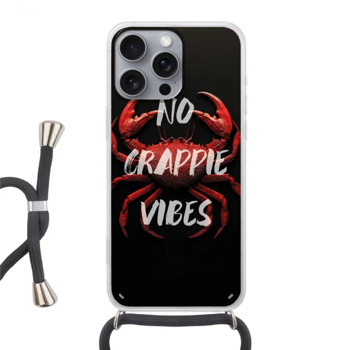 Krab - Rood - Tekst - Zwart Hoesje iPhone 16 Pro Max met koord klein -3d