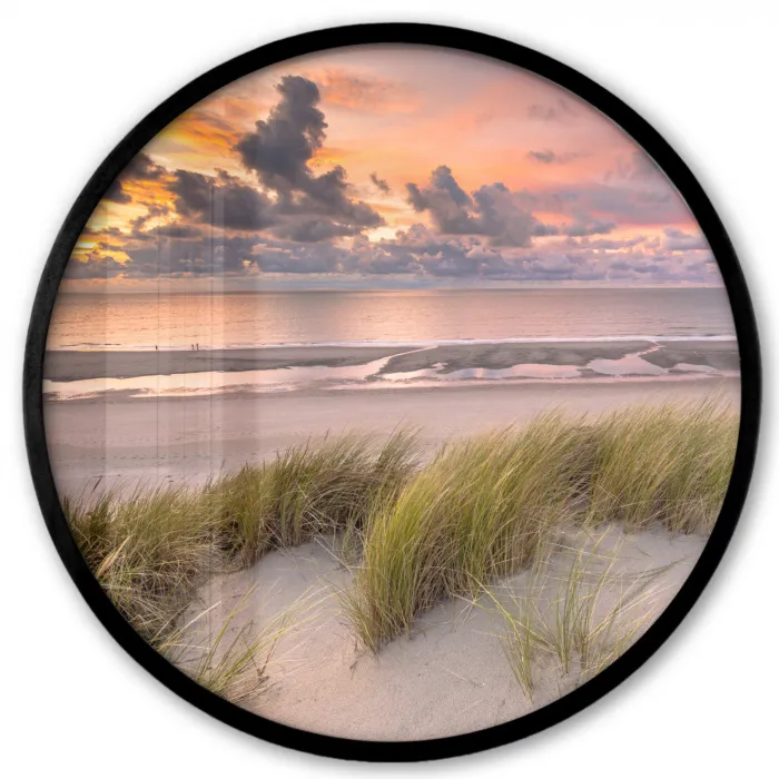 Zonsondergang - Duin - Strand - Planten - Zee Fotolijst rond zonder passe partout klein -3d