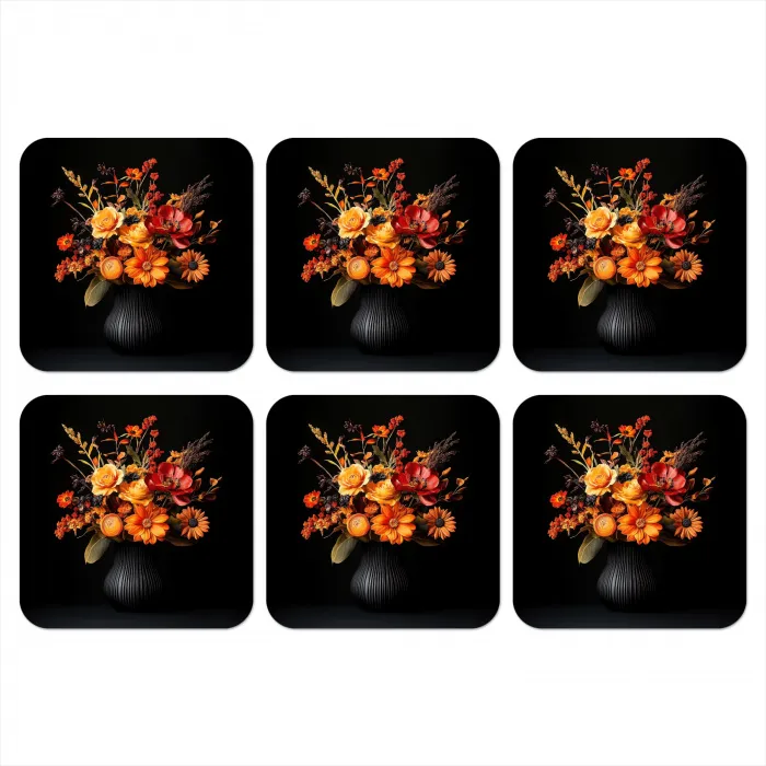 Herfst - Boeket - Oranje onderzetter kurk middel -3d