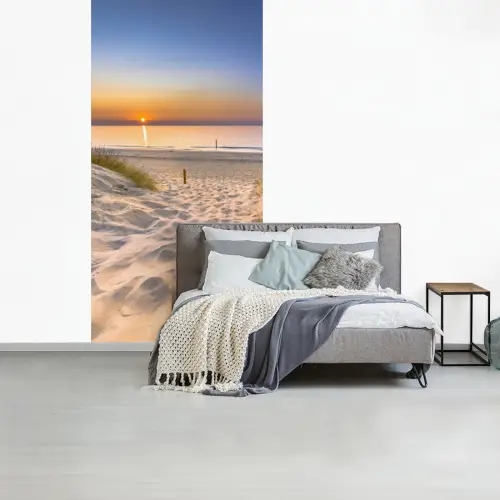 Duin - Zonsondergang - Horizon - Strand - Gras fotobehang vinyl groot -slaapkamer