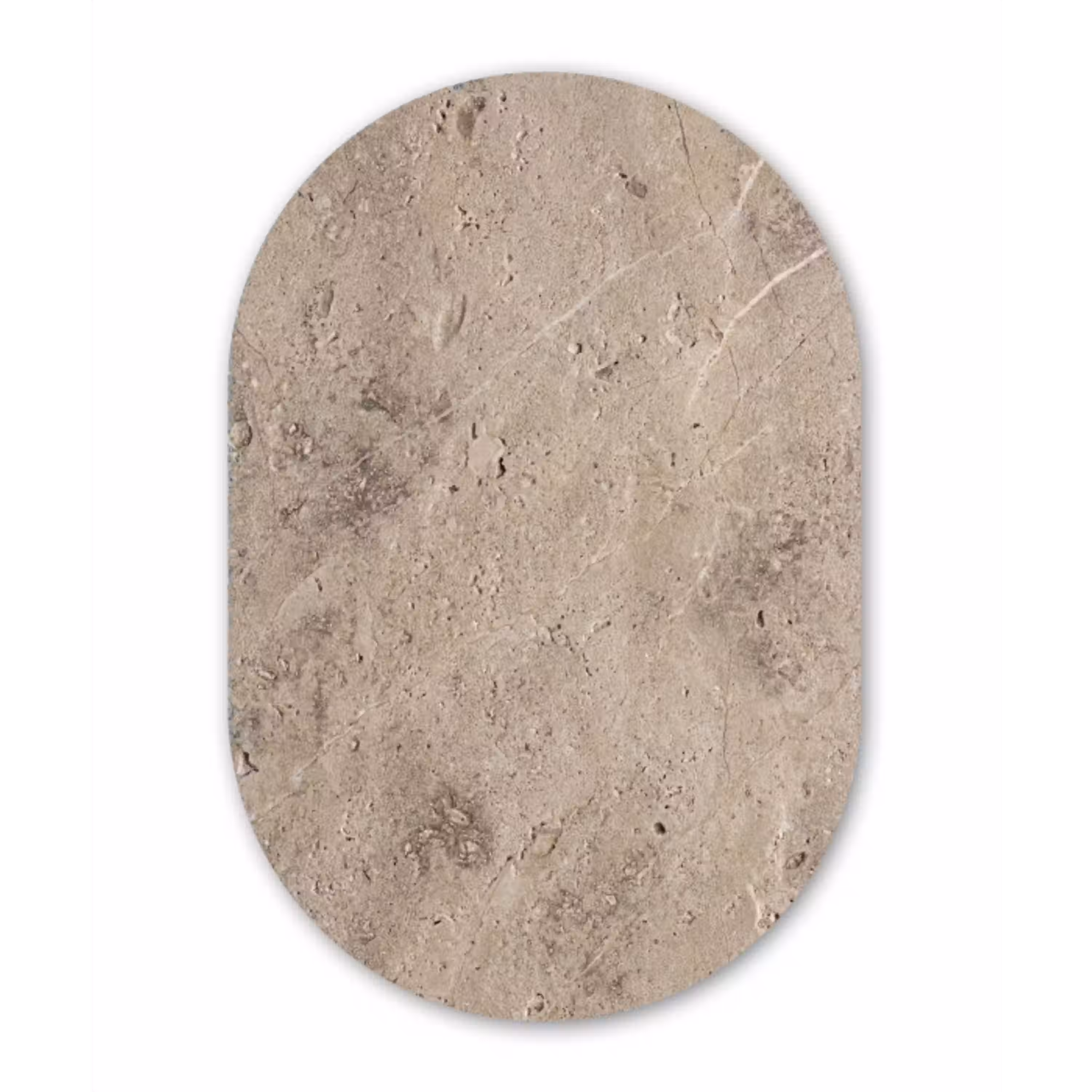 Textuur - Steen - Patroon - Rustiek - Beige Wandcirkel Ovaal Aluminium middel -3d