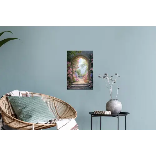Doorkijk - Rozen - Vintage - Bloemen Muursticker klein -plant