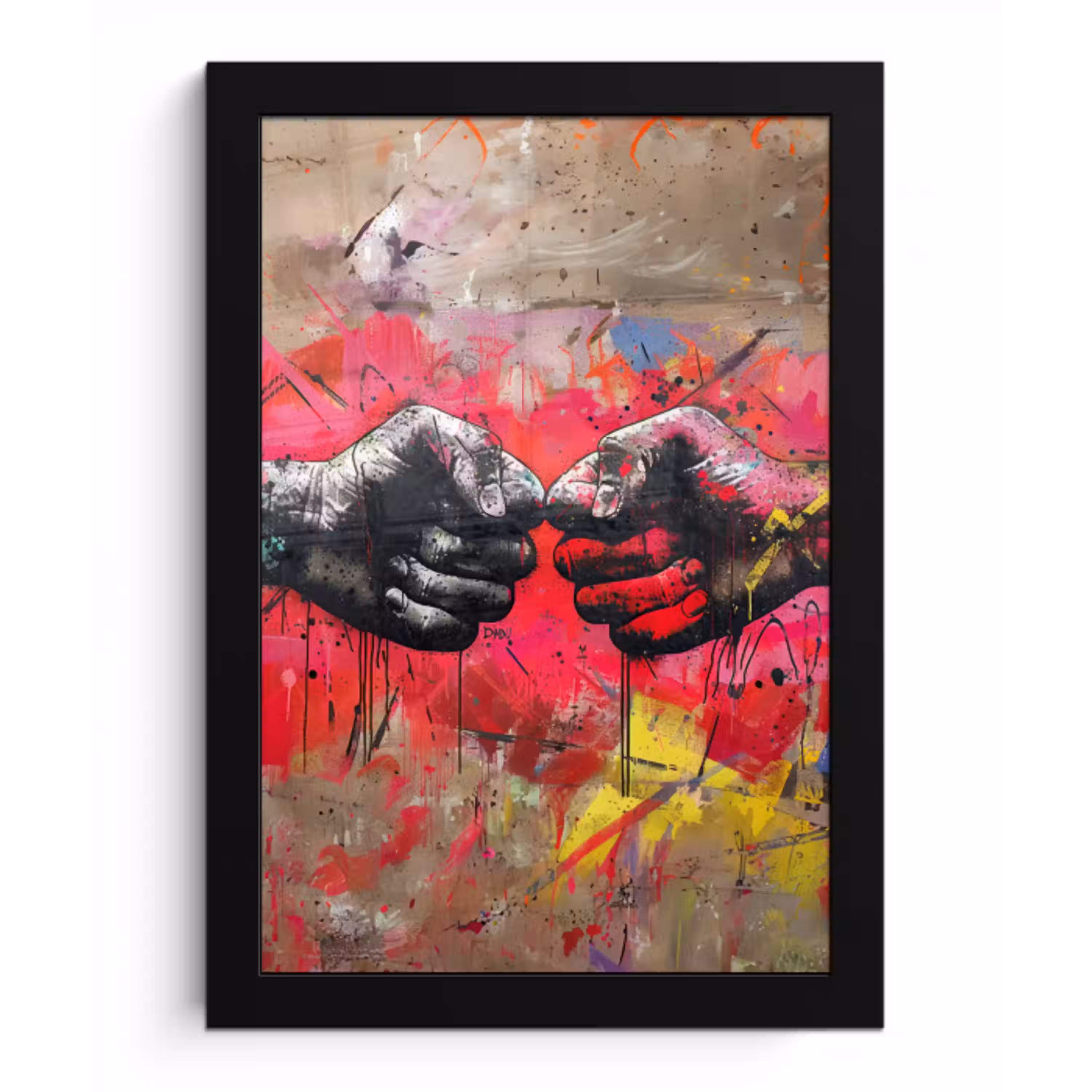 Street art - Handen - Graffiti - Kunst - Banksy fotolijst zwart zonder passe partout klein -3d
