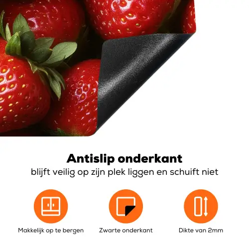 Aardbei - Fruit - Rood Inductie beschermer vinyl 3mm klein -zzzzzzz-td-onderkant