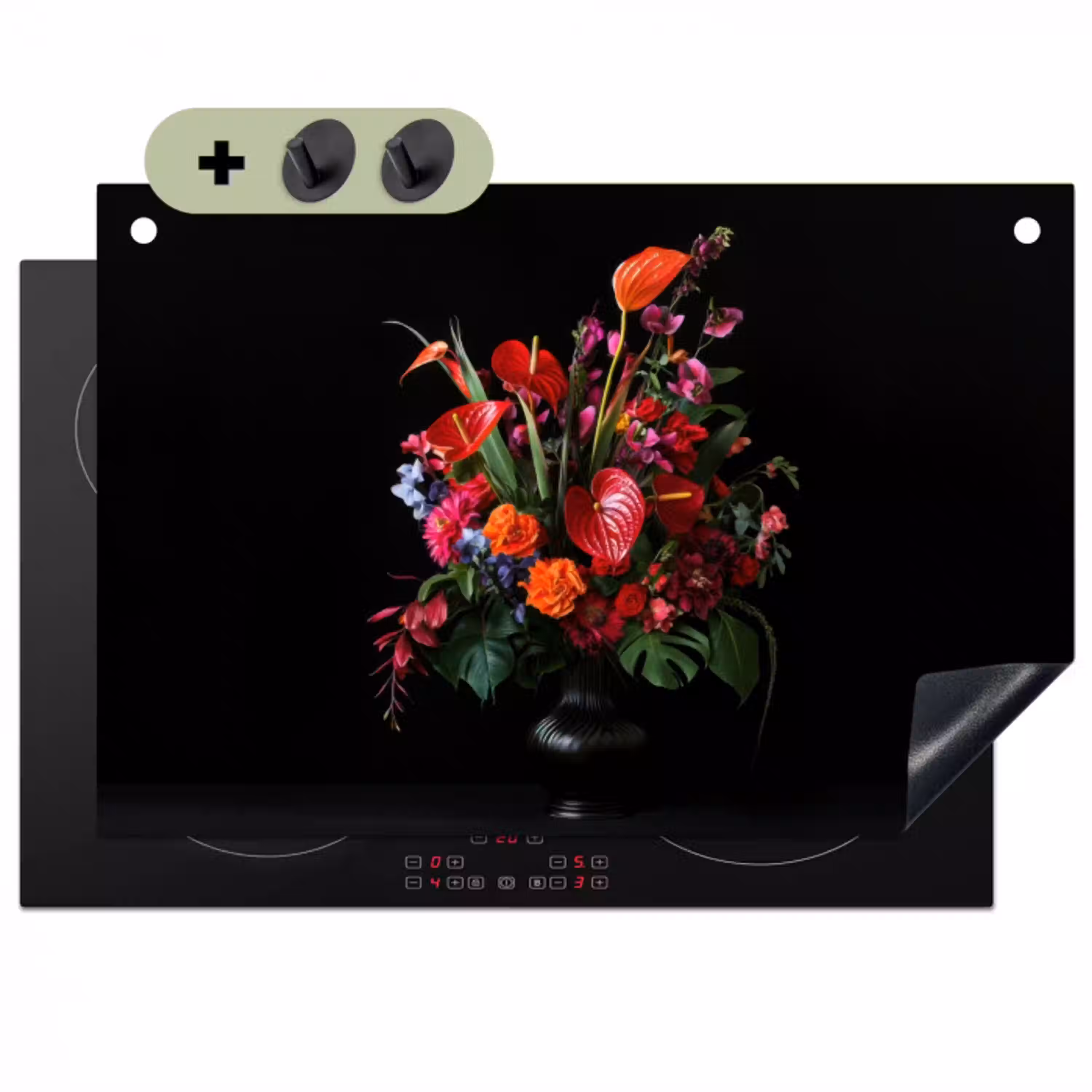 Bloemen - Boeket - Sierlijk Inductie beschemer met haakjes klein -3d
