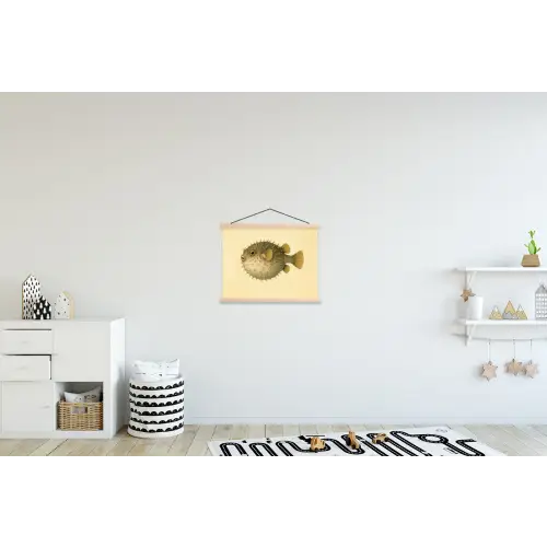 Stekels - Vis - Opgeblazen - Bruin textielposter latten blank klein -kinderkamer