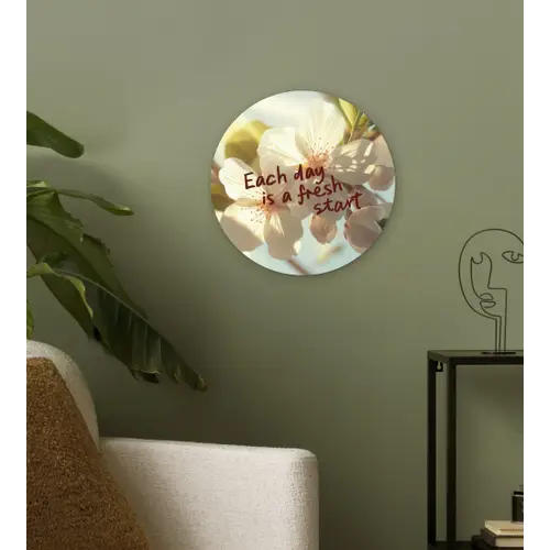 Bloesems - Zonlicht - Quote - Wit Wandcirkel kunststof plaat 5mm dik klein -sfeer3