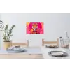 Tijger - Kimono - Planten - Roze Muursticker klein -eettafel