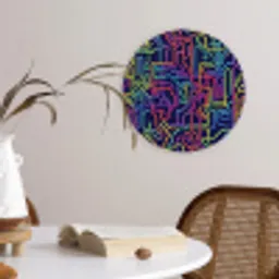 Retro - Abstract - Neon Wandcirkel kunststof plaat 5mm dik klein -sfeer4