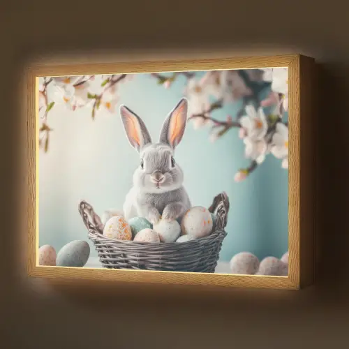 Konijn - Eieren - Mand Light Box met batterij (Wandlamp) middel -z3d_website