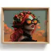 Vrouw - Kroon - Tomaat - Bascilicum - Zonnebril Dienblad Rechthoek middel -z3d_shopping