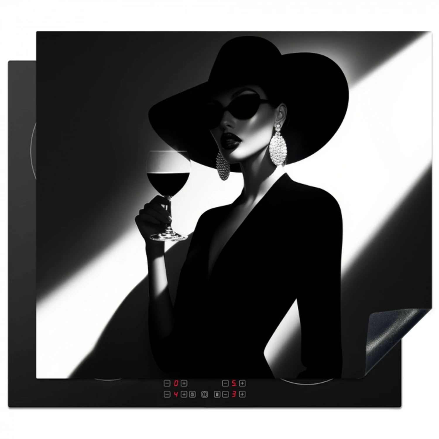 Vrouw - Wijn - Chic Inductie beschermer vinyl 3mm middel -3d