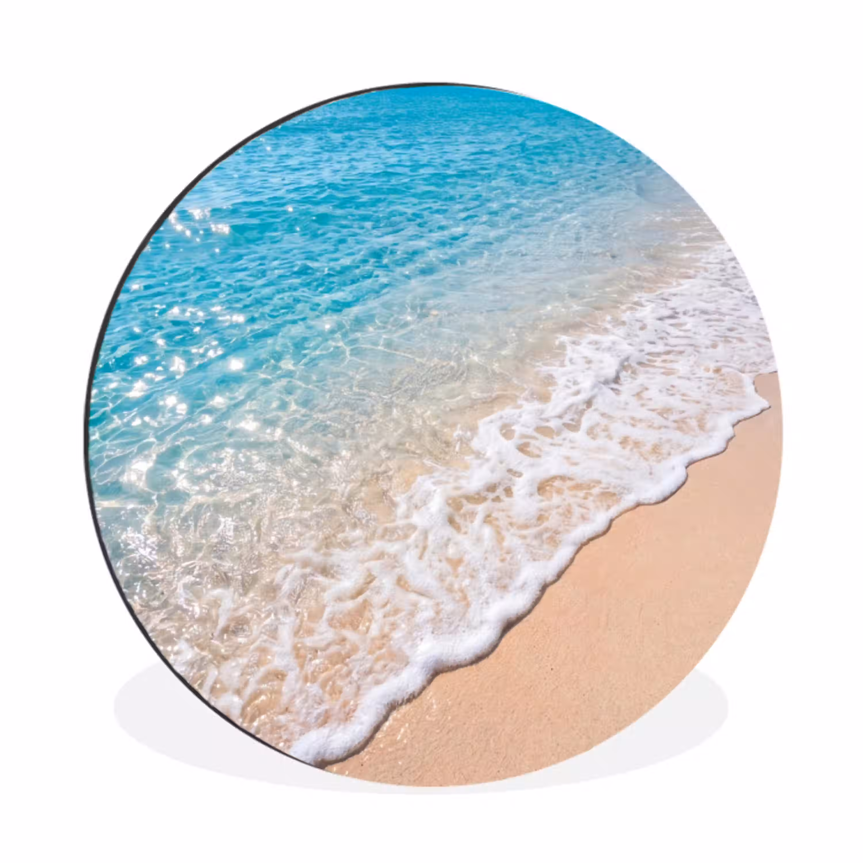 Strand - Water - Natuur - Blauw - Beige Wandcirkel aluminium klein -3d