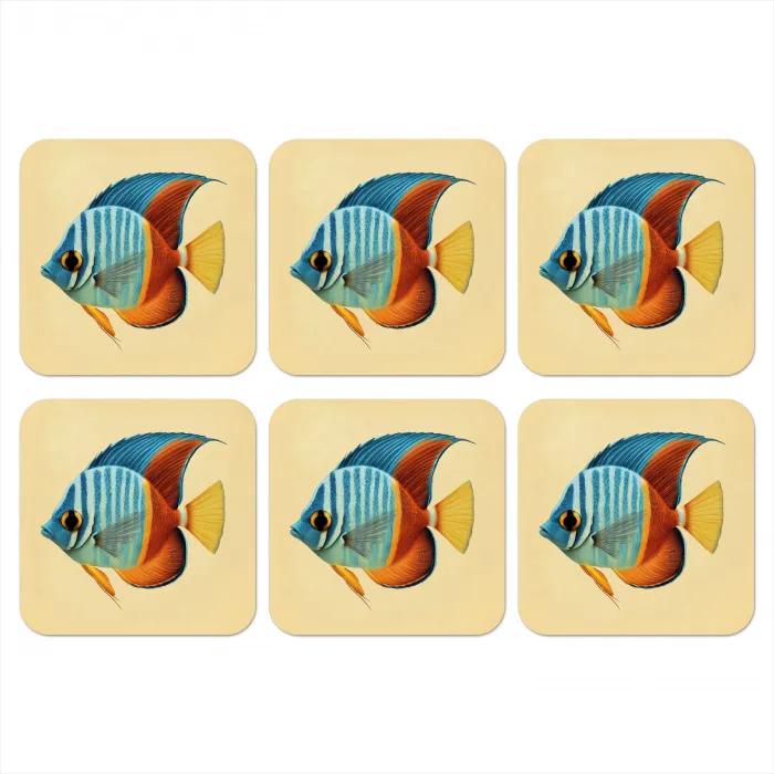 Vis - Vinnen - Blauw - Ogen onderzetter kurk middel -3d