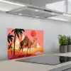 Kameel - Pyramides - Rode zon keuken achterwand spatscherm klein -3d_schuin