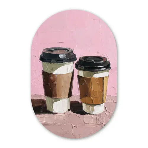 Koffiebekers - Deksel - Verf - Textuur Wandcirkel Ovaal Forex klein -3d