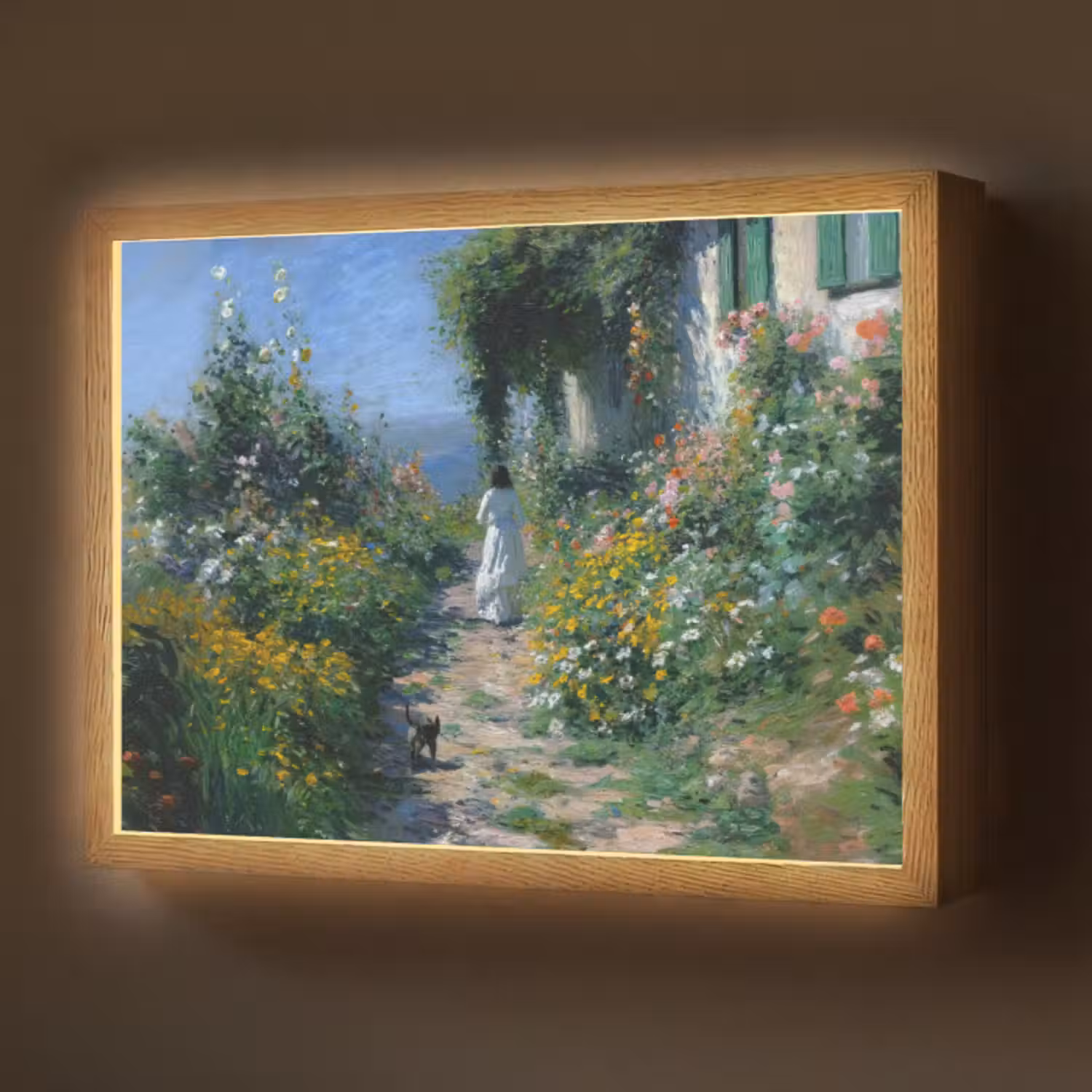 Lightbox - Wandlamp - Kat - Vrouw - Bloemen - Huis