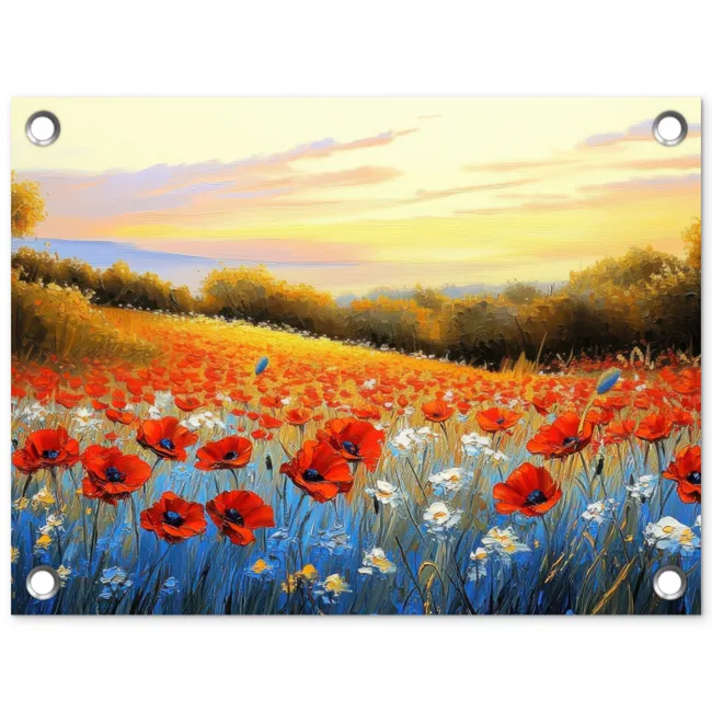 Klaproos - Bloemenveld - Kleurrijk tuinposter los doek klein -3d