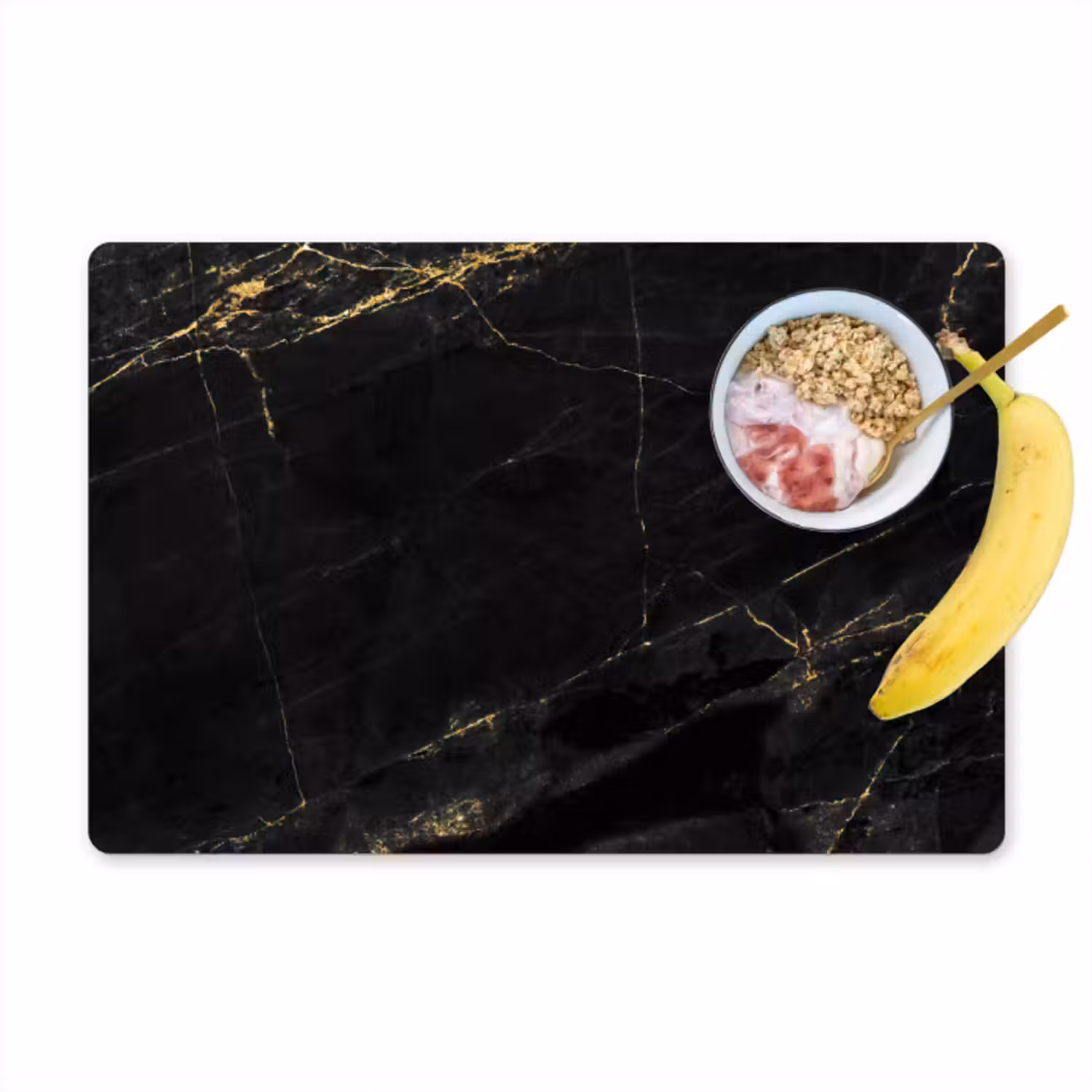 Placemat - 6 stuks - Marmer look - Luxe - Zwart - Goud