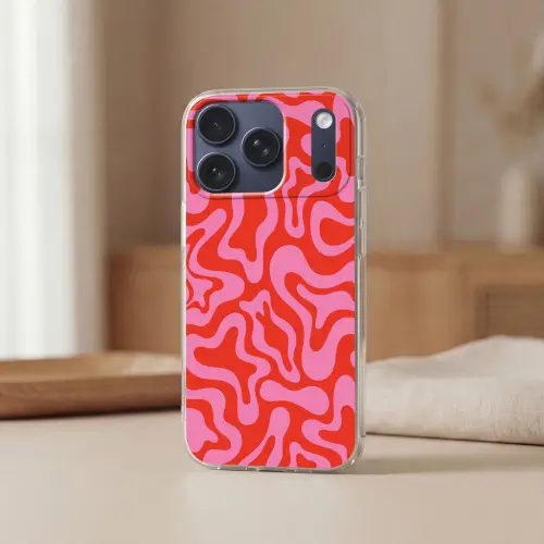 Abstract - Patroon - Rood - Roze - Minimalistisch Telefoonhoesje iPhone 17 Pro klein -sfeer2