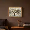 Boom - Abstract - Beige - Goud - Zwart Light Box met batterij (Wandlamp) middel -sfeer4