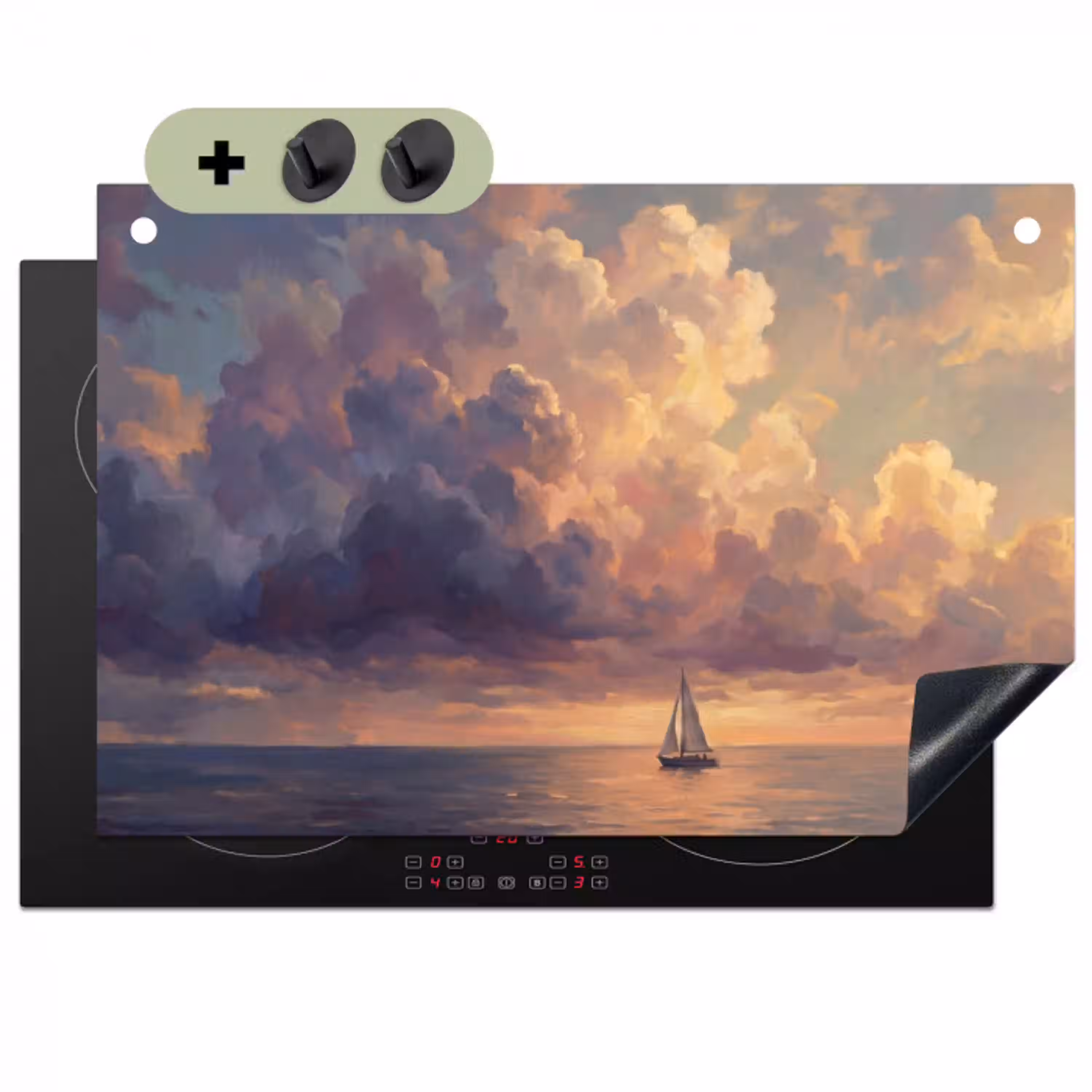 Boot - Zonsondergang - Zee - Natuur - Goud Inductie beschemer met haakjes klein -3d