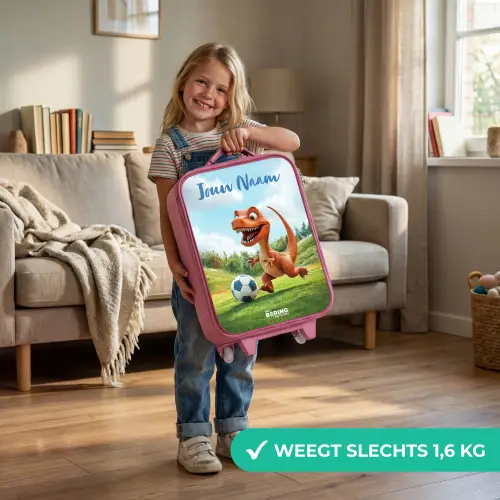 Voetbal - Dino - Sport Kinderkoffer - Roze klein -sfeer2_NL