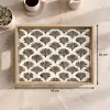 Waaiers - Botanisch - Zwart - Beige Dienblad Rechthoek middel 911 -USP_Formaat