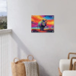 Neushoorn - Zonsondergang - Savanna - Kleurrijk tuinposter los doek klein -sfeer8
