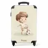 Jongen met een voetbal in bruine tinten NBS - Handbagage koffer - Kinderen Unisex middel -productfoto_recht