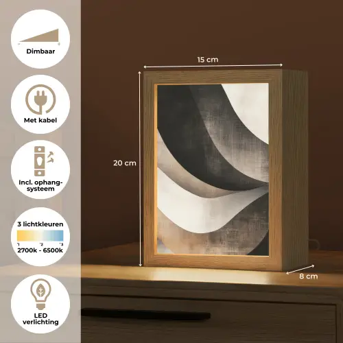 Abstract - Golven - Zwart - Verweerd Light Box met kabel (Tafellamp) klein -USP_NL