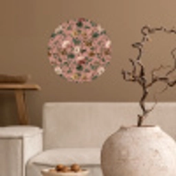 Bloemen - Klassiek - Roze Wandcirkel behangsticker klein 186 -sfeer1