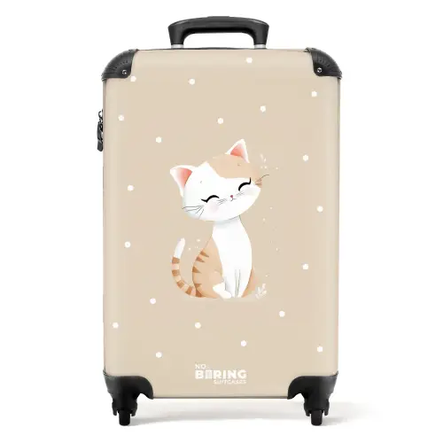 Kat omringd door beige stippen NBS - Handbagage koffer - Kinderen Unisex middel -productfoto_recht