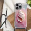 Schelp - Pastel - Pink Hoesje iPhone 16 Pro Max met koord klein -sfeer4