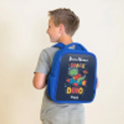 Dinosaurus - Groen - Raket - Sterrenhemel Kinderrugzak - Blauw middel -sfeer2