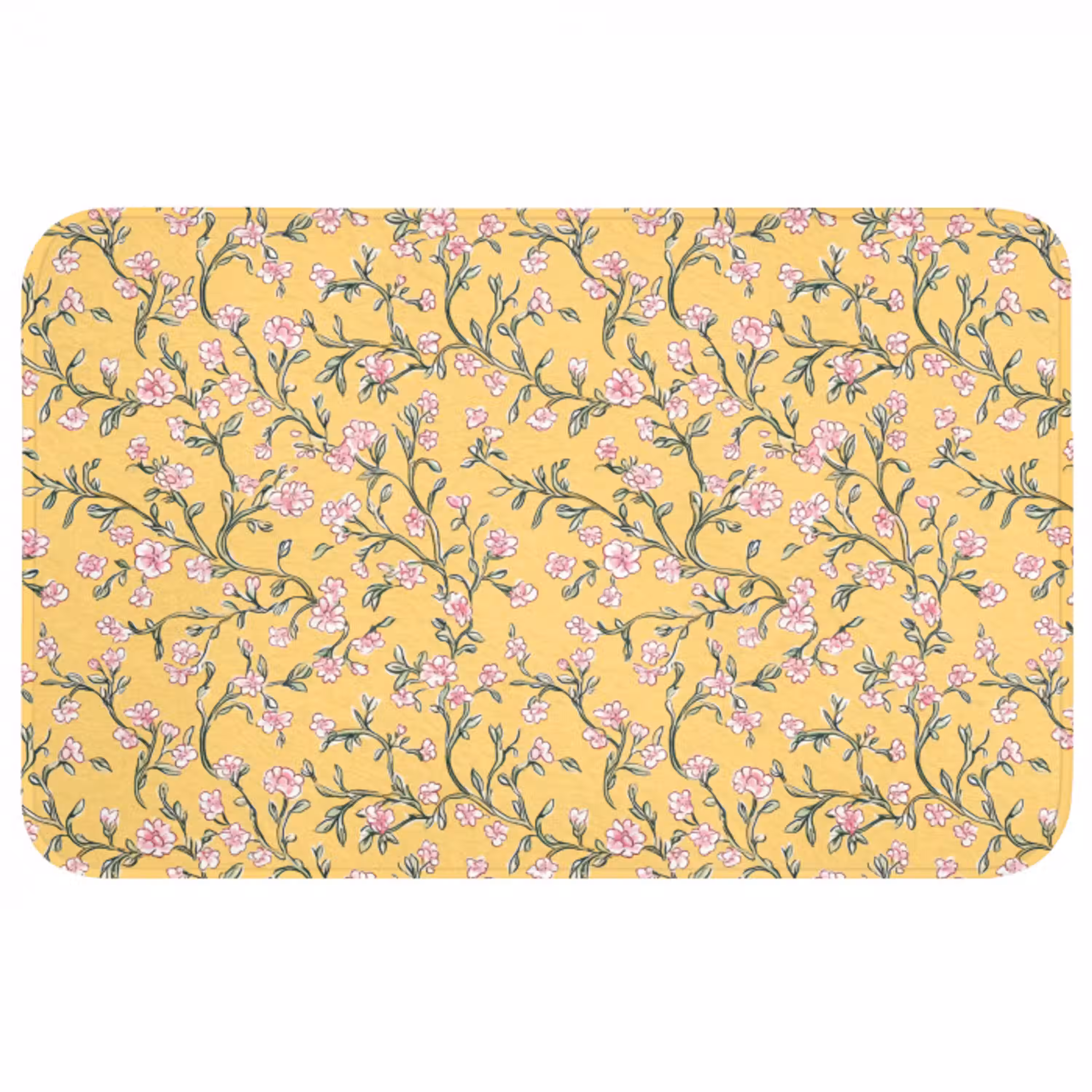 Bloemen - Motief - Geel Badmat middel 997 -3d