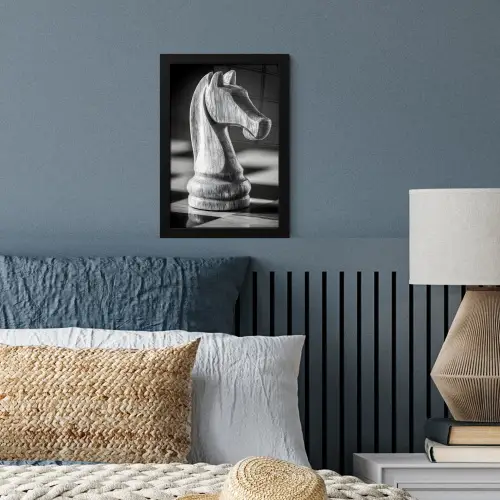 Paard - Hout - Schaalbord - Zwart fotolijst zwart zonder passe partout klein -sfeer3