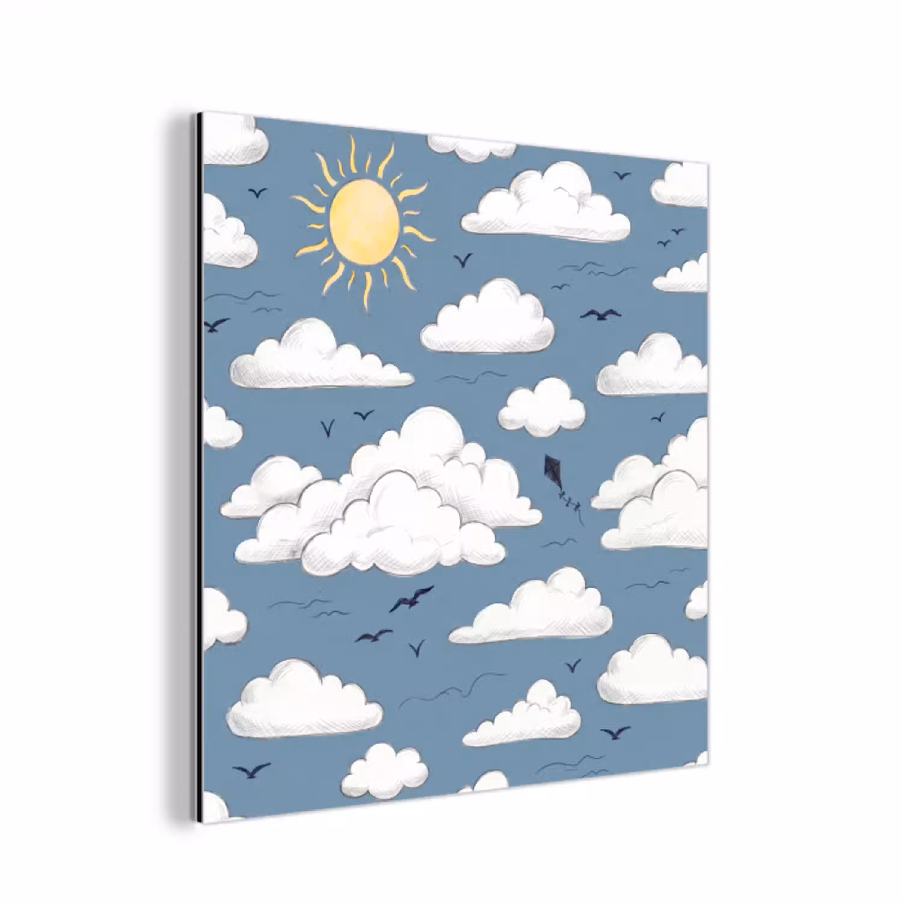 Lucht - Zon - Wolken - Natuur - Blauw aluminium wit klein -3d