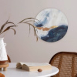 Abstract - Acryl - Blauw - Goud - Elegant Akoestische PET Vilt - Rond klein -sfeer3