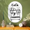 Illustratie - Café - Koffiemachine - Kopjes Wandcirkel Ovaal Glas middel -sfeer2
