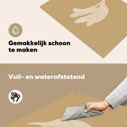 Bananen - Beige - Lijntekening - Minimalistisch Inductie beschemer met haakjes klein -ky-schoon-nl