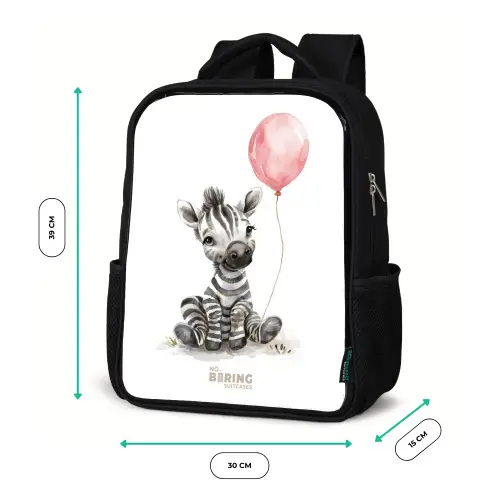 Zebra met roze ballon Rugzak - Zwart middel -productfoto_formaten