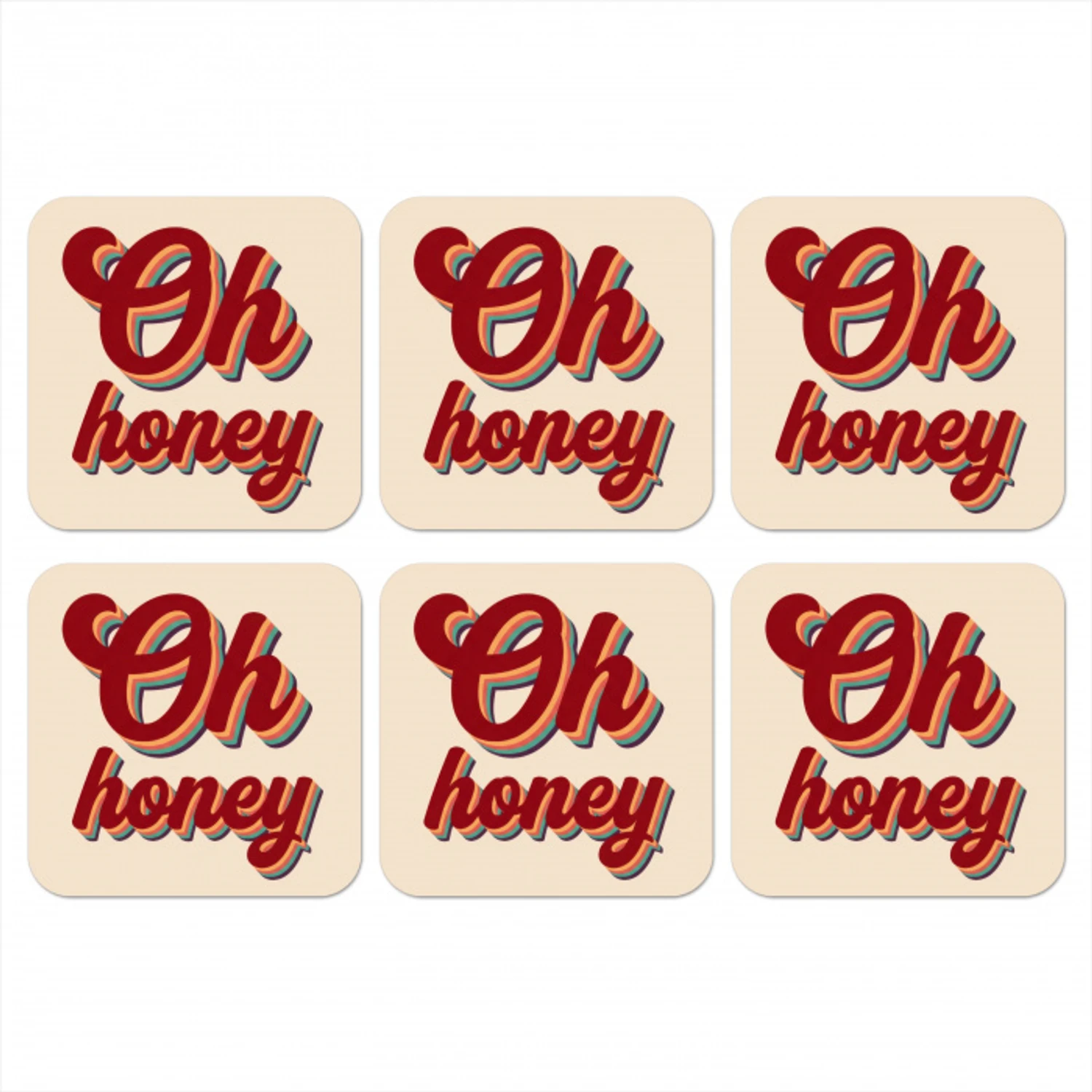 Oh honey - Rood - Schaduw onderzetter kurk middel -3d