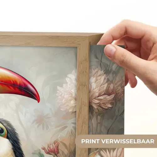 Toekan - Vogels - Bloemen - Jungle Light Box met batterij (Wandlamp) middel -USP_websiteprintNL