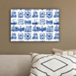 Huizen - Schepen - Blauw canvas 2cm klein 34 -sfeer3