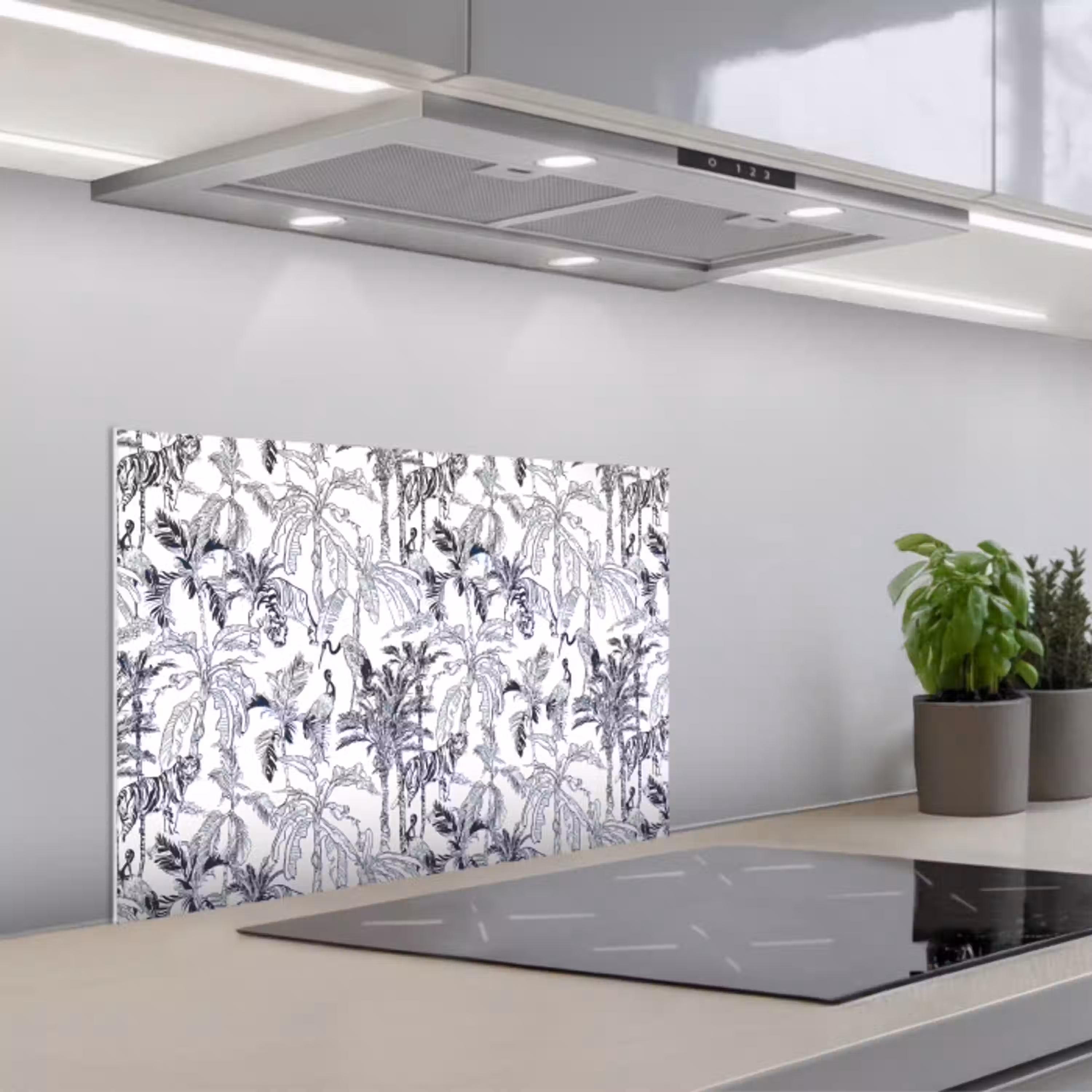 Tijger - Jungle - Blauw keuken achterwand spatscherm klein 900 -3d_schuin