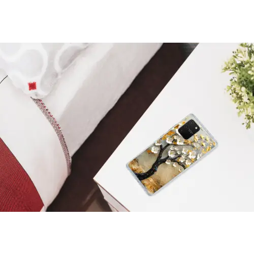 Boom - Bloemen - Goud - Beige Telefoonhoesje Samsung Galaxy S10 Lite klein -kamerS10Lite